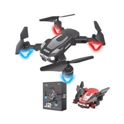 J2 Drone with HD Dual Camera , Foldable Quadcopter with Altitude Hold , One-Key Takeoff & Landing 