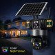 Supar 3 Lens Solar 4G Powered PTZ Outdoor CCTV Camera | 360° View | Color Night Vision | Two Way Audio | 4G SIM-Based Security Camera for Home with Mobile App V380 Pro (3 Lens Solar)