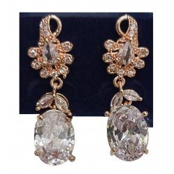 Fashion Latest Stylish Trendy Rose Gold Plated American Crystal Studded Contemporary Drop Earrings for Women & Girls