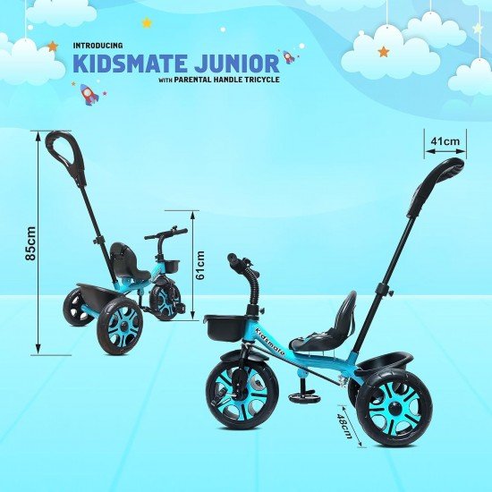 Tricycle with Parental Control, Storage Basket, Cushion Seat and Seat Belt for 12 Months to 48 Months Boys/Girls/Carrying Capacity Upto 30 Kgs (Color May Vary) Tricycle with Parental Control, Storage Basket, Cushion Seat and Seat Belt for 12 Months to 48 Months Boys/Girls/Carrying Capacity Upto 30 Kgs (Color May Vary)