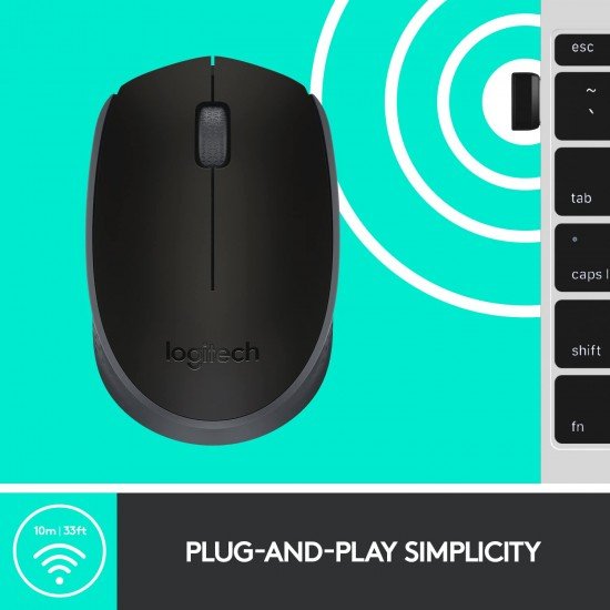 Logitech B170 Wireless Mouse, 2.4 GHz with USB Nano Receiver Logitech B170 Wireless Mouse, 2.4 GHz with USB Nano Receiver