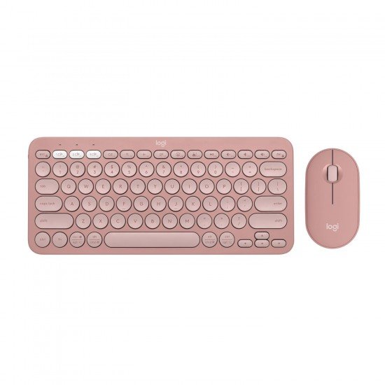 Logitech Pebble 2 Combo, Wireless Keyboard and Mouse, Quiet and Portable (Tonal Rose)