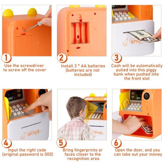 FACE Recognition Musical Money Safe Kids Piggy Savings Bank with Personal ATM Card FACE Recognition Musical Money Safe Kids Piggy Savings Bank with Personal ATM Card