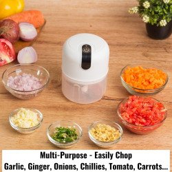 Mini Electric Food Chopper 250ml with 3 Sharp Blades ,USB Rechargeable Garlic & Vegetable Chopper  