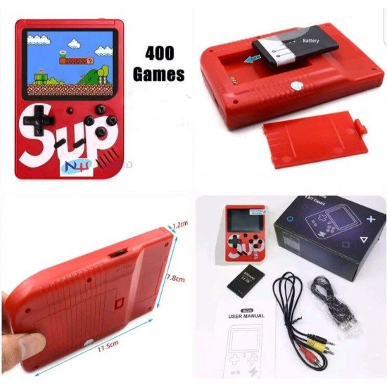 SUP Handheld Game Console,Classic Retro Video Gaming Player Colorful LCD Screen USB Rechargeable Portable Game Console with 400 in 1 Classic Old Games Best Toy Gift for Kids