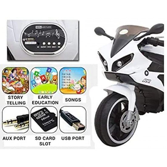 Electric Bike with Rechargeable Battery Operated Ride on Bike with Hand Accelerator and Key-Start Wheel led Light MP3 Music System Electric Bike with Rechargeable Battery Operated Ride on Bike with Hand Accelerator and Key-Start Wheel led Light MP3 Music System
