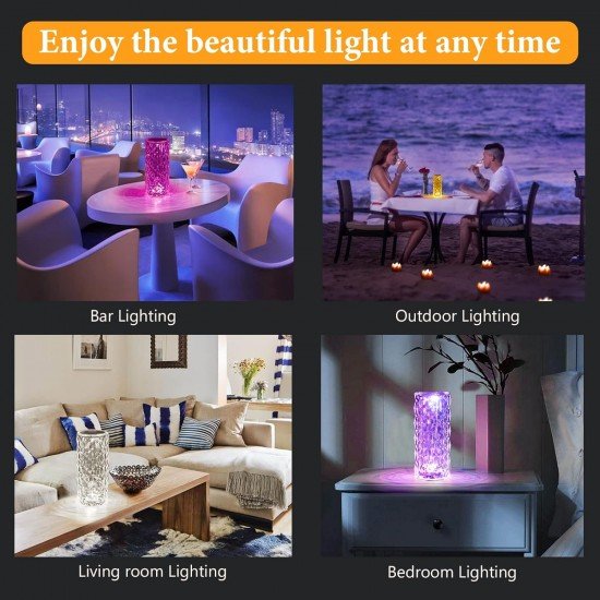 Crystal Lamp,16 Color Changing Rose Crystal Diamond Table Lamp,USB Rechargeable Touch Bedside Night Lamp with Remote Control for Bedroom, Living Room, Party Decor (Multicolor Pack of 1) Crystal Lamp,16 Color Changing Rose Crystal Diamond Table Lamp,USB Rechargeable Touch Bedside Night Lamp with Remote Control for Bedroom, Living Room, Party Decor (Multicolor Pack of 1)