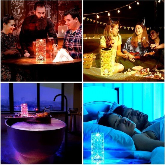 Crystal Lamp,16 Color Changing Rose Crystal Diamond Table Lamp,USB Rechargeable Touch Bedside Night Lamp with Remote Control for Bedroom, Living Room, Party Decor (Multicolor Pack of 1) Crystal Lamp,16 Color Changing Rose Crystal Diamond Table Lamp,USB Rechargeable Touch Bedside Night Lamp with Remote Control for Bedroom, Living Room, Party Decor (Multicolor Pack of 1)
