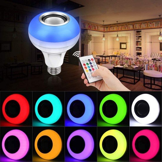 Wireless LED Light Bulb Speaker, Smart Bluetooth Music with Remote Control  