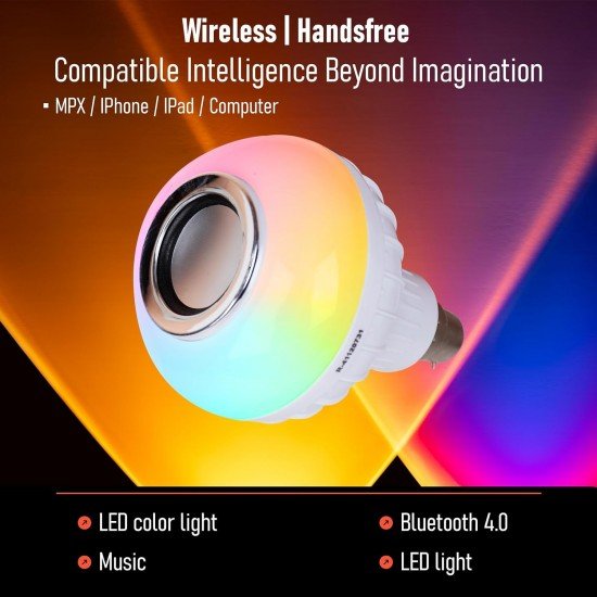 Wireless LED Light Bulb Speaker, Smart Bluetooth Music with Remote Control  