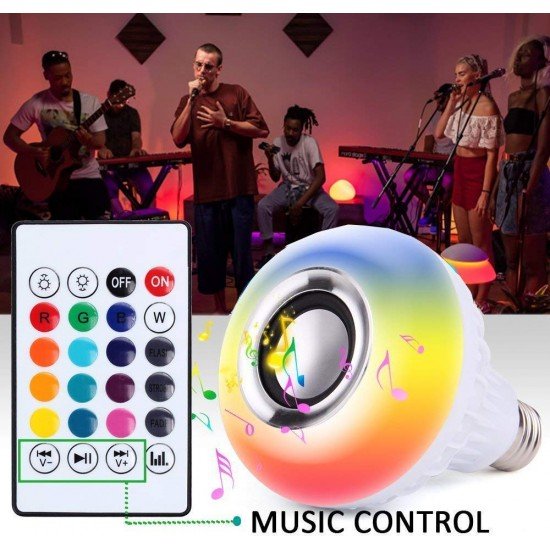 Wireless LED Light Bulb Speaker, Smart Bluetooth Music with Remote Control  