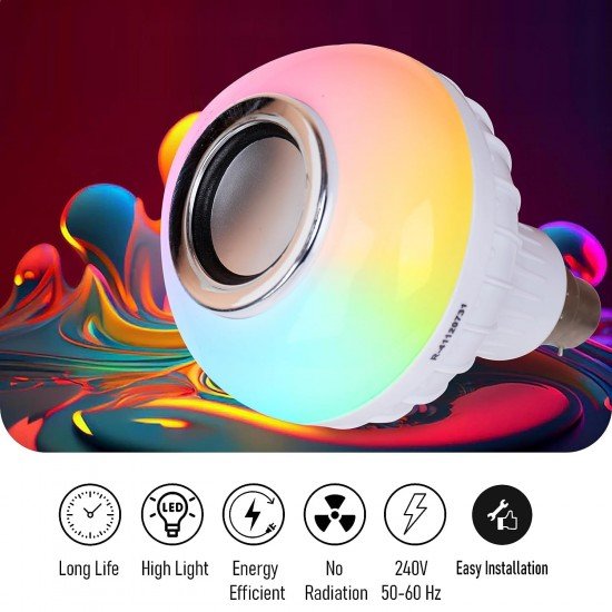 Wireless LED Light Bulb Speaker, Smart Bluetooth Music with Remote Control  