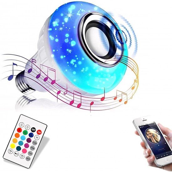 Wireless LED Light Bulb Speaker, Smart Bluetooth Music with Remote Control  