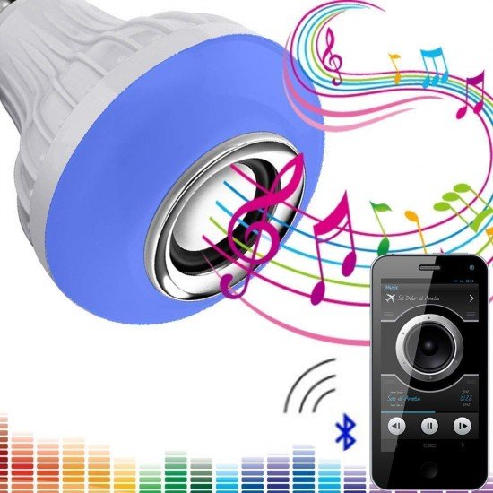 Wireless LED Light Bulb Speaker, Smart Bluetooth Music with Remote Control  