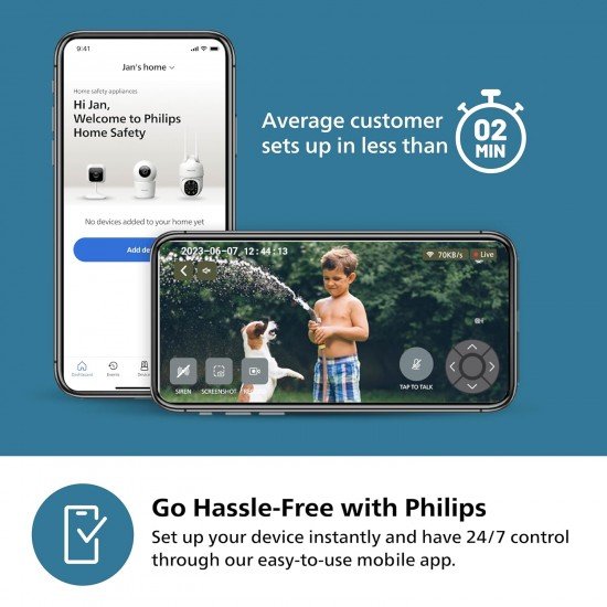 PHILIPS Outdoor Weather Proof IP65 CCTV WiFi Security Camera | PTZ | Colour Night Vision |  2 Way Talk | AES-128bit Encryption | 2 Year Brand Warranty | HSP 3800