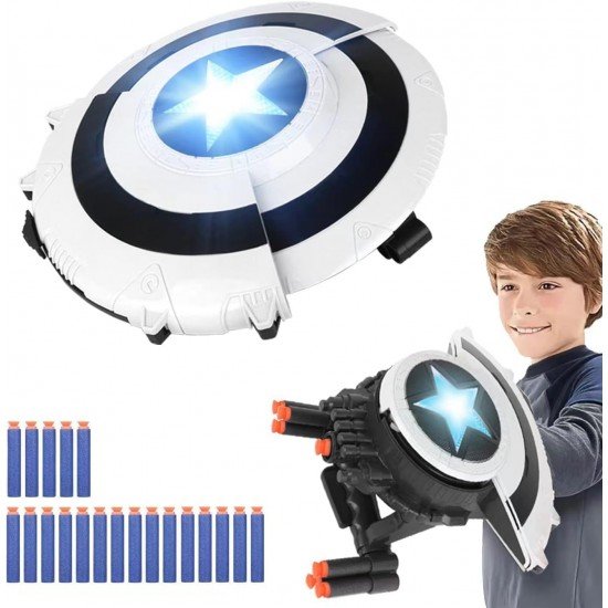 Superhero Dart Shooting Shield with Lights and 6 Darts Toy Foam Blasters Transforming Shield Shooter Pull Handle to Expand Shooting Game for Kids Teens Adults Boys Girls Superhero Dart Shooting Shield with Lights and 6 Darts Toy Foam Blasters Transforming Shield Shooter Pull Handle to Expand Shooting Game for Kids Teens Adults Boys Girls