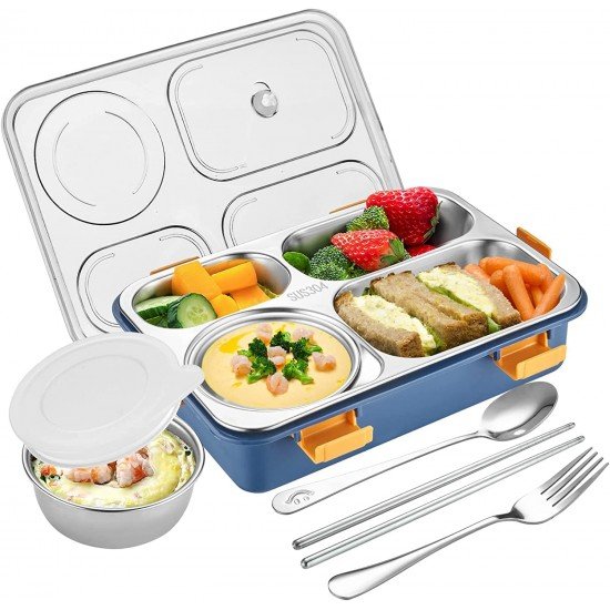 Lunch Box Sealed Leakage Proof Stainless Steel Lunch Box with Fork,Chopstick & Spoon Lid Office Food Container 3 Compartment for School Kids and Adults, 750ml Lunch Box Sealed Leakage Proof Stainless Steel Lunch Box with Fork,Chopstick & Spoon Lid Office Food Container 3 Compartment for School Kids and Adults, 750ml