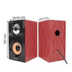 Quantum QHM630 Portable Laptop/Desktop USB Powered Multimedia Wooden Speaker with AUX Input (Color May Vary)