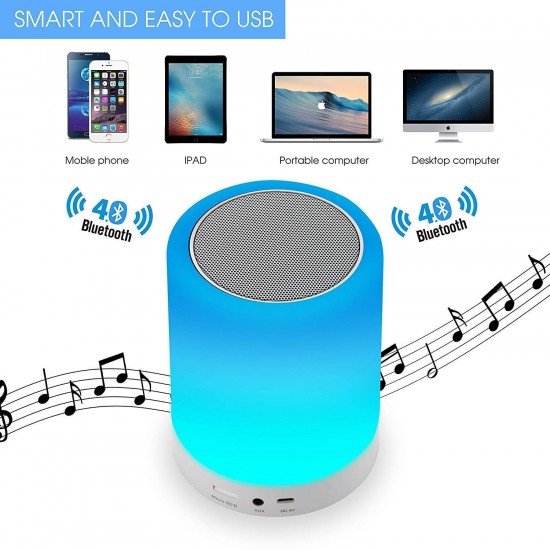 LED Touch Lamp Bluetooth Speaker, Wireless HiFi Speaker Light, USB Rechargeable Portable with TWS LED Touch Lamp Bluetooth Speaker, Wireless HiFi Speaker Light, USB Rechargeable Portable with TWS