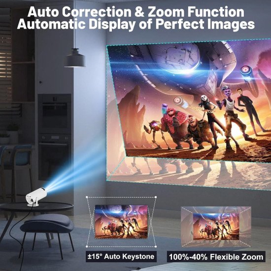 Smart Projector with Android 11 HD Projector 1080P 4K WiFi6 BT Home Theater Video Projector 