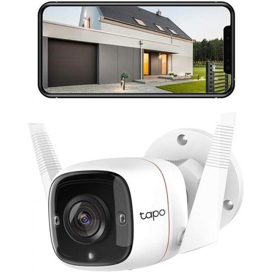 TP-LINK Tapo 4MP 2K QHD (2560x1440) Outdoor CCTV Security Wi-Fi Smart Camera -Alexa Enabled -Weatherproof -Full Color Starlight Night Vision -2-Way Audio -up to 512GB SD Storage -Tapo C320Ws- White