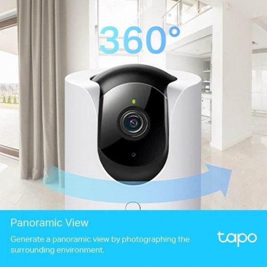 TP-Link Tapo C225 4MP 2K QHD 1440p Pan/Tilt WiFi SecuritySmart AI Camera, Indoor CCTV, Starlight Sensor, Night Vision, Alexa Google and Apple Home Compatibility, No Hub Required, SD Storage