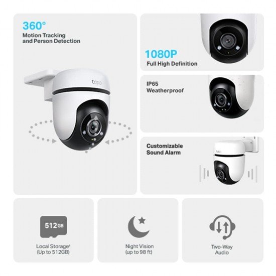 TP-Link Tapo C500 Outdoor Pan/Tilt Home Security WiFi Smart Camera | 2MP 1080p Full HD Live View | 360° Visual Coverage | Night Vision | Support Alexa and Google Assistant | 2-Way Audio TP-Link Tapo C500 Outdoor Pan/Tilt Home Security WiFi Smart Camera | 2MP 1080p Full HD Live View | 360° Visual Coverage | Night Vision | Support Alexa and Google Assistant | 2-Way Audio