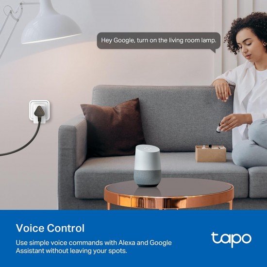 TP-Link Tapo P110 Mini 16A Smart Wi-Fi Plug, Energy Monitoring | Controller for Household Appliances Compatible with Alexa, Google Home | Improved Power Safety | Away Mode | 4-Way Safety Protection