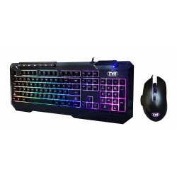 TVS ELECTRONICS Champ Blitz Gaming Keyboard Combo Wired Keyboard & Mouse Rainbow Backlight with 10 Color Options |Multimedia Hotkeys |19 Anti-ghosting Key |Braided USB Cable |Mouse DPI-1600/3200/7200