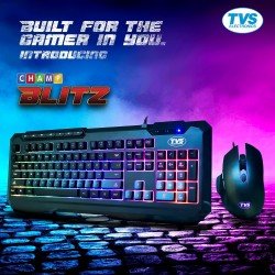 TVS ELECTRONICS Champ Blitz Gaming Keyboard Combo Wired Keyboard & Mouse Rainbow Backlight with 10 Color Options |Multimedia Hotkeys |19 Anti-ghosting Key |Braided USB Cable |Mouse DPI-1600/3200/7200