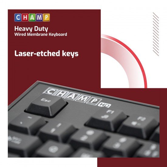 TVS ELECTRONICS Champ Heavy Duty Membrane Wired Keyboard | Array of 104 Keys |Multimedia Functions|Membrane Keys| Compatible|Smooth Handling|Lightweight|Plug|SND Play USB Connectio |Sculpted Key Cap