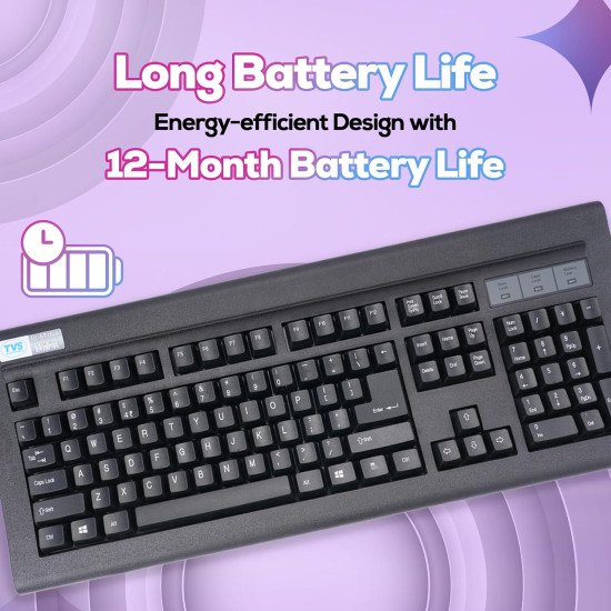 TVS ELECTRONICS Platina Wireless Mechanical Keyboard ,LED Indicators, 50M Keystroke Life,10M Range, Auto Sleep Mode| Rupee Symbol|1-Year Warranty | Black