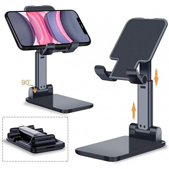 Tabletop Smart Foldable Mobile Stand for Table and Bed, Height Adjustable Universal Phone Holder for All Smartphones & Tablet- Piramid Stand Free (Multicolour)