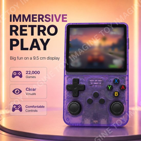 R36S Retro Emulator Handheld Video Game Console, Built-in 22,000+ Games, 3.5 Inch IPS HD Screen,Up to 6 Hours Play Time 