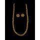 Traditional Gold Plated Ball Chain Necklace with Stud Earrings Set, Ethnic Indian Style Jewelry, Long Length, Made by Copper
