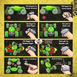 Dual Control Twisting Drift Stunt Car Toy for Kids with Remote Control and Gesture Wrist Controller - Rechargeable 360° Rotating  (Color May Vary)