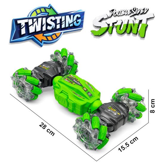 Dual Control Twisting Drift Stunt Car Toy for Kids with Remote Control and Gesture Wrist Controller - Rechargeable 360° Rotating  (Color May Vary)