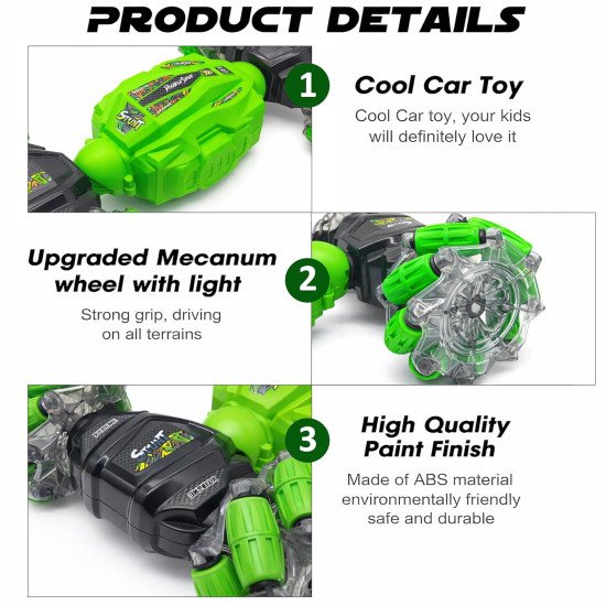 Dual Control Twisting Drift Stunt Car Toy for Kids with Remote Control and Gesture Wrist Controller - Rechargeable 360° Rotating  (Color May Vary)