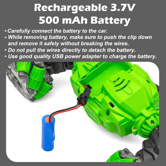 Dual Control Twisting Drift Stunt Car Toy for Kids with Remote Control and Gesture Wrist Controller - Rechargeable 360° Rotating  (Color May Vary)