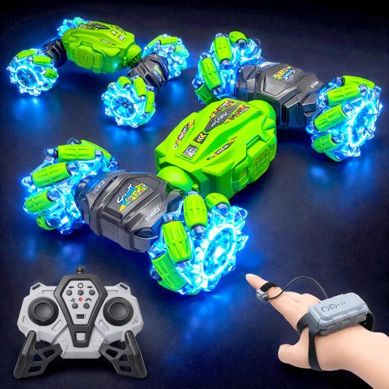 Dual Control Twisting Drift Stunt Car Toy for Kids with Remote Control and Gesture Wrist Controller - Rechargeable 360° Rotating  (Color May Vary)