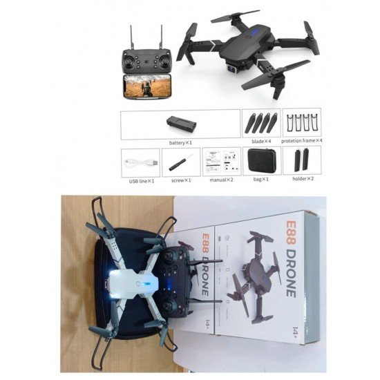 HD 4K Drone Camera Double Camera & double battery So Latest Camera Foldable E88 Pro Drone With Mini Camera Wi-fi Drone For Everyone HD Dual Camrra Drone (Color May Vary) HD 4K Drone Camera Double Camera & double battery So Latest Camera Foldable E88 Pro Drone With Mini Camera Wi-fi Drone For Everyone HD Dual Camrra Drone (Color May Vary)