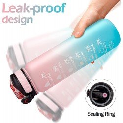 Motivational Time Marker Water Bottle 1 Litre Leakproof Durable Non-Toxic Drinking Water Bottle for Office Outdoor Gym Fitness Sports Sipper Water Bottle 