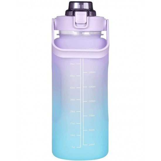 Sipper Water Bottle 2 Liter with Motivational Time Marker Non-Toxic Water Bottle for Office, Water Bottle for Gym , Plastic, Pack of 1