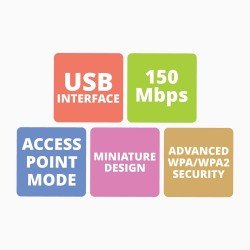 ZEBRONICS ZEB-USB150WF1 WiFi USB Mini Adapter Supports 150 Mbps Wireless Data, Comes with Advanced Security WPA/WPA2 encryption Standards