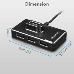 ZEBRONICS Zeb-100HB 4 Ports USB Hub for Laptop, PC Computers, Plug & Play, Backward Compatible - Black