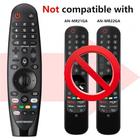 LG Voice Magic Remote AKB75855501 for LG Smart TV Magic Remote Replacement AN-MR20GA MR19BA MR18BA MR650A, with Pointer Function/Hotkeys Such as Netflix/Prime-Video/Movies LG Voice Magic Remote AKB75855501 for LG Smart TV Magic Remote Replacement AN-MR20GA MR19BA MR18BA MR650A, with Pointer Function/Hotkeys Such as Netflix/Prime-Video/Movies