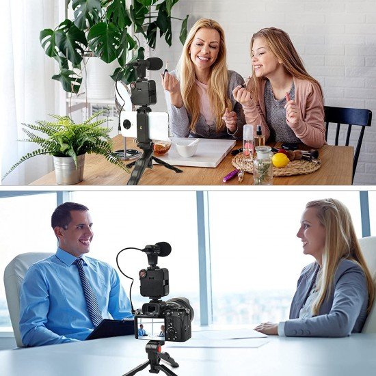 Camera Video Recording Vlogging Kit for Video Making, Mic, Mini Tripod Stand, LED Light & Phone Holder Clip for Making Videos Podcasting Camera Video Recording Vlogging Kit for Video Making, Mic, Mini Tripod Stand, LED Light & Phone Holder Clip for Making Videos Podcasting