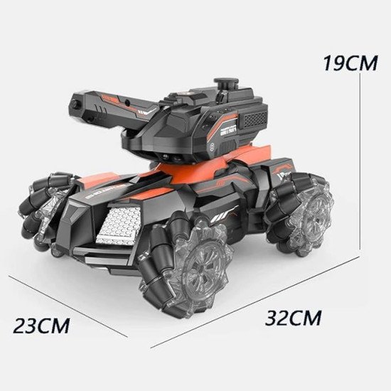 2.4GHz Vanguard Racer Fighting RC Stunt Tank with Water Bomb, Remote Controlled,Shooting Tank with 360 Rotation,Light & Music (Color May Vary)