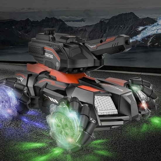 2.4GHz Vanguard Racer Fighting RC Stunt Tank with Water Bomb, Remote Controlled,Shooting Tank with 360 Rotation,Light & Music (Color May Vary)