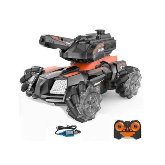 2.4GHz Vanguard Racer Fighting RC Stunt Tank with Water Bomb, Remote Controlled,Shooting Tank with 360 Rotation,Light & Music (Color May Vary)
